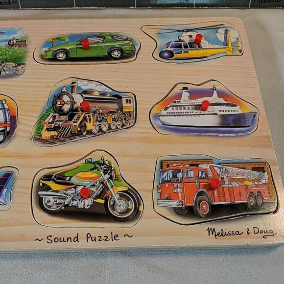 Melissa & Doug 4 Lot Wooden Sound Puzzles Safari Vehicle Farm Animals Latches - Picture 9 of 16